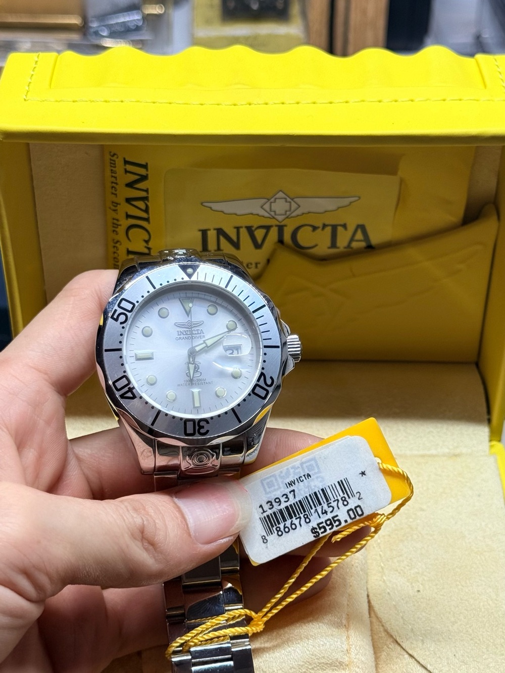 Invicta Grand Diver Silver Watch with White Dial